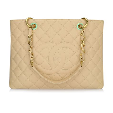 Chanel Grand Shopping Tote [GST] Beige Caviar Gold Hardware 